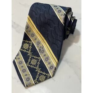 Vintage The Custom Shop Black Gold Tie 56.5 x 4.25 Wide Retro Ugly Disco MCM